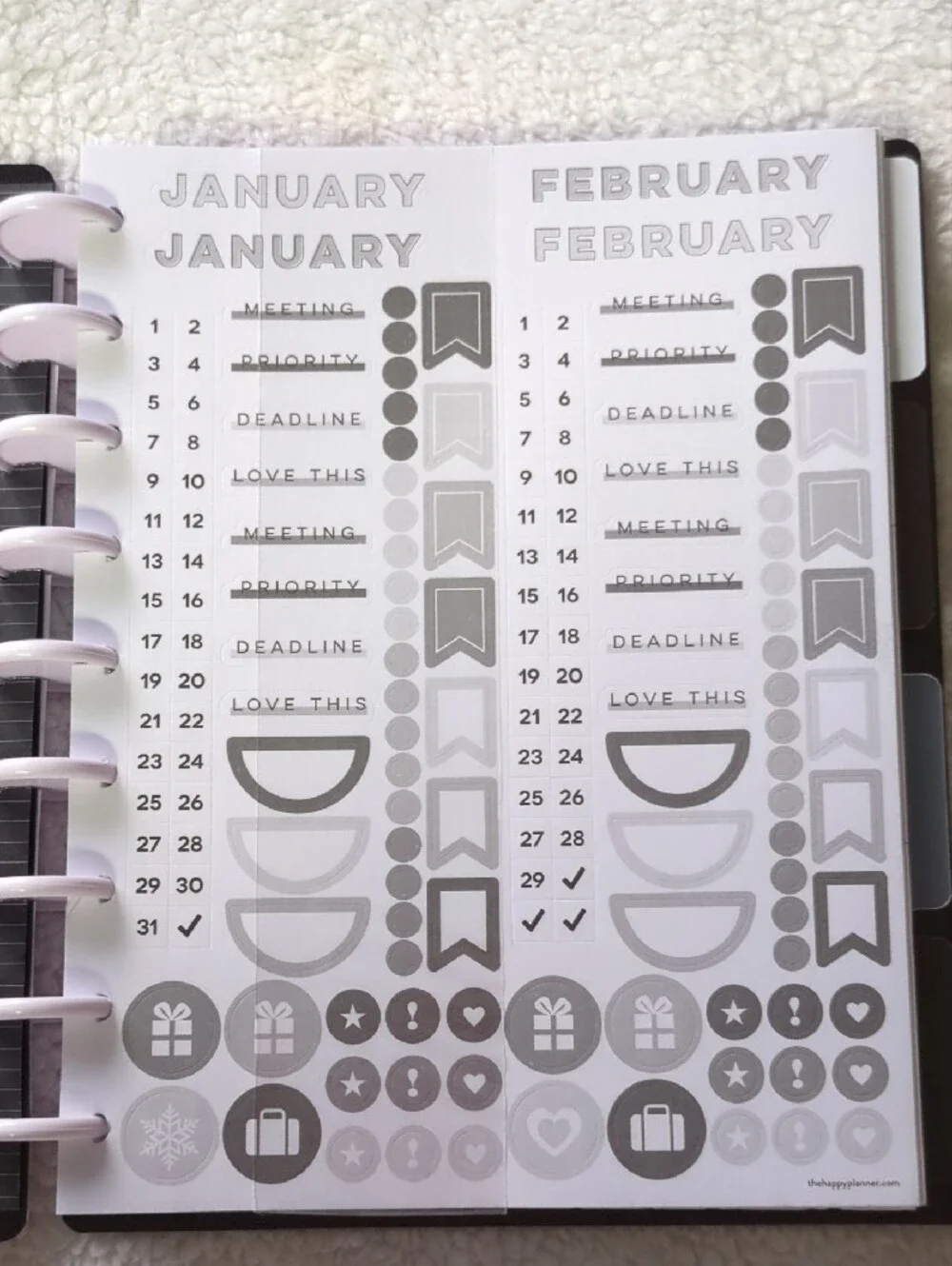 The Happy Planner Black & Gold Floral Planner And Notebook with White Discs